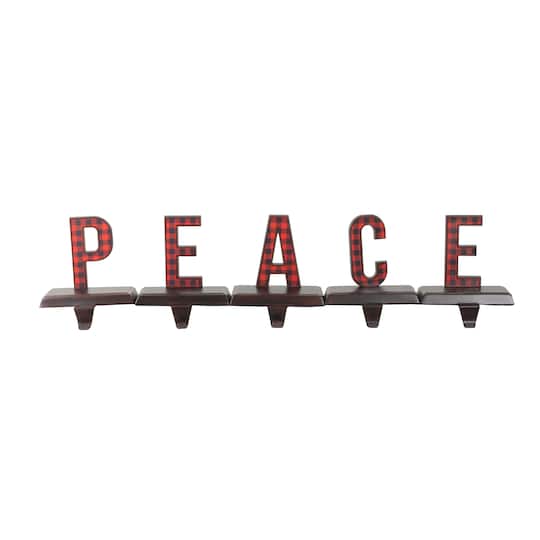6" Red & Black Buffalo Plaid Peace Christmas Stocking Holder Set By Northlight | Michaels®